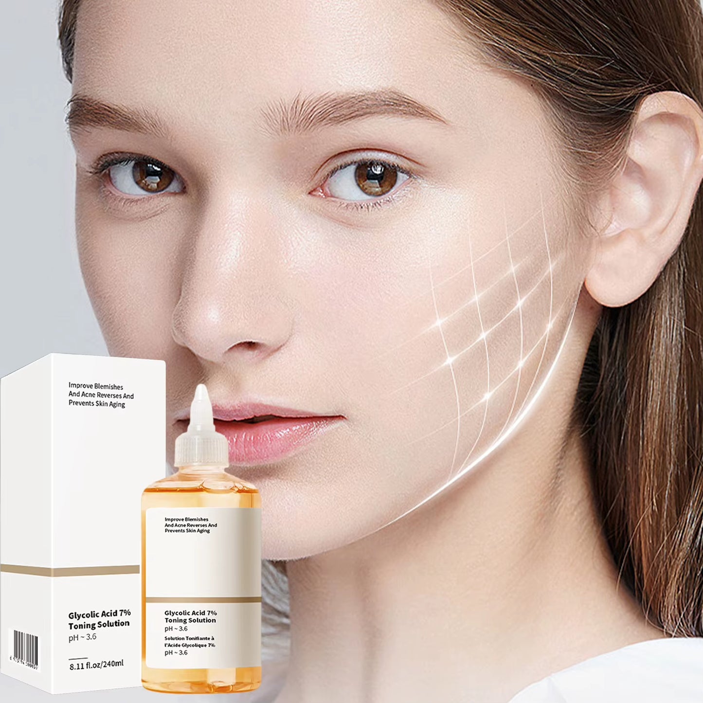 240Ml Glycolic Acid 7% Toning Solution Ordinary Acne Remover Lifting Firming Wrinkles Glowing Facial Care Glycolic Acid Toner