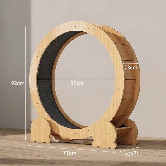 Silent Wooden Cat Exercise Wheel Indoor Multi-Level Cat Climber with Stable Base Modern Pet Fitness Equipment for Active Cats